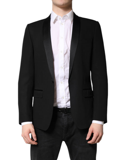 Dolce &amp; Gabbana Schwarzer einreihiger Herrenmantel MARTINI Blazer