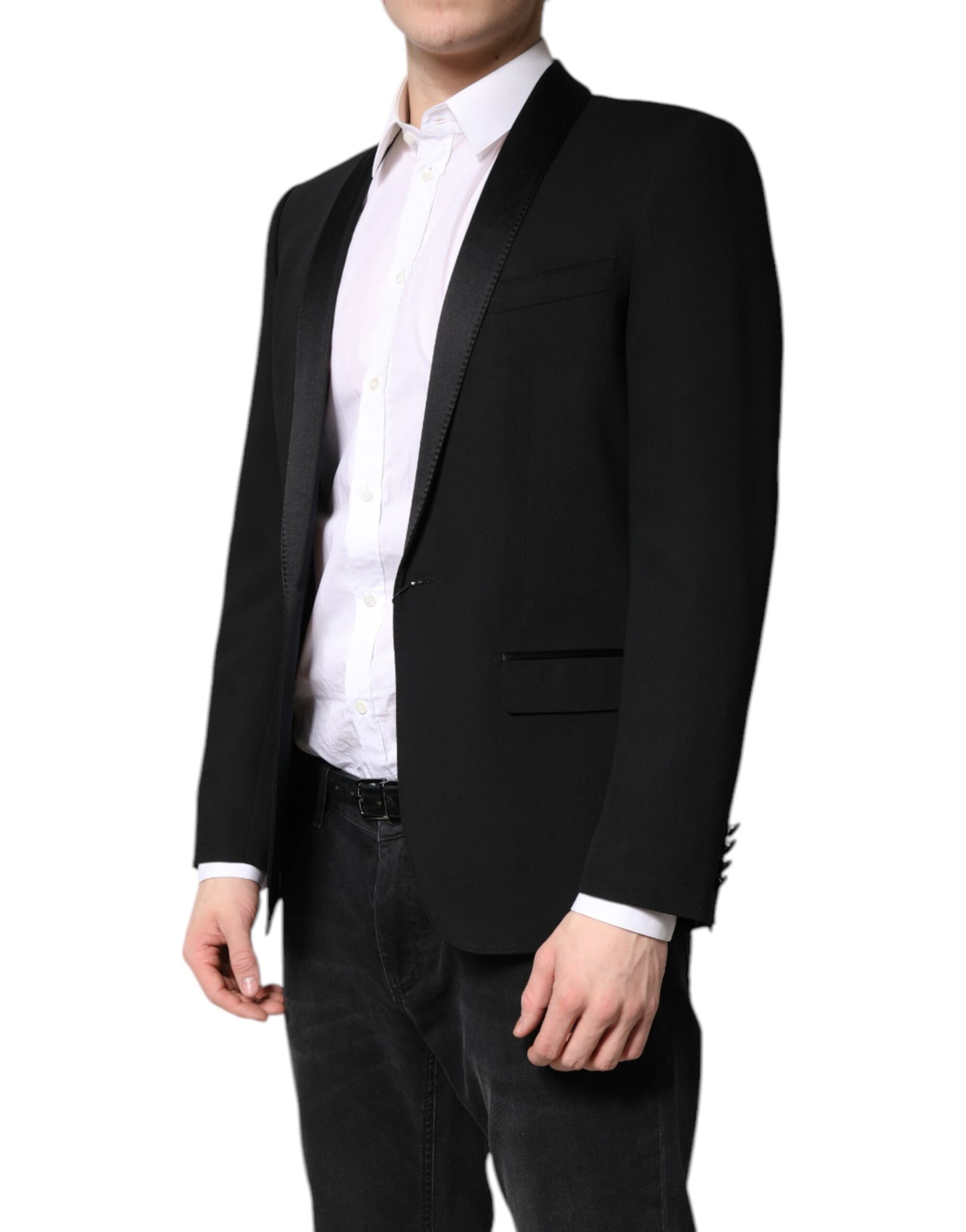 Dolce &amp; Gabbana Schwarzer einreihiger Herrenmantel MARTINI Blazer