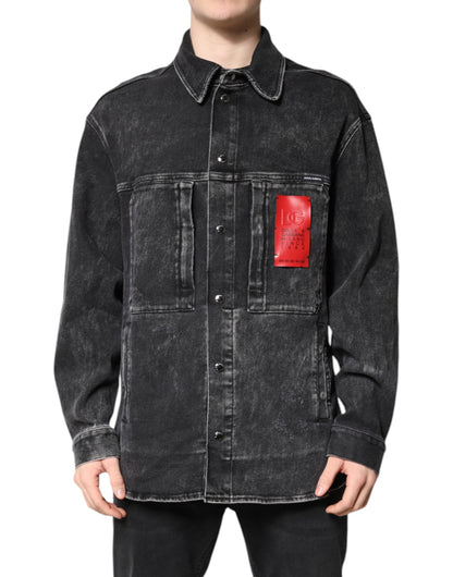 Dolce & Gabbana Black Logo Cotton Stretch Denim Jacket