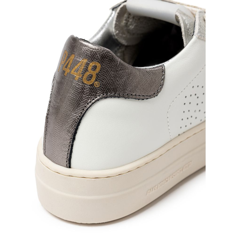 P448 Weiße Leder-Sneaker mit niedrigem Schaft