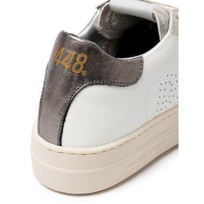 P448 Weiße Leder-Sneaker mit niedrigem Schaft