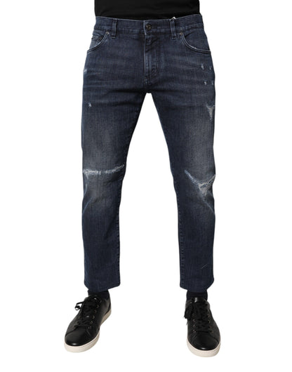 Dolce &amp; Gabbana Blaue Skinny Jeans aus Baumwollstretch für Herren