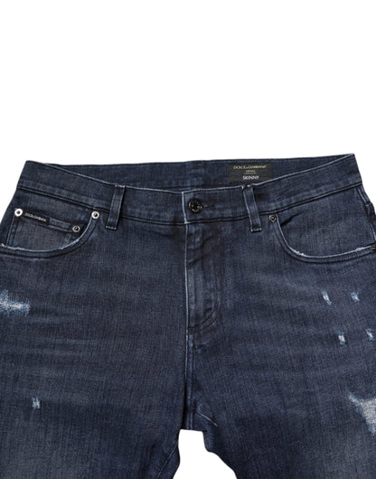 Dolce &amp; Gabbana Blaue Skinny Jeans aus Baumwollstretch für Herren