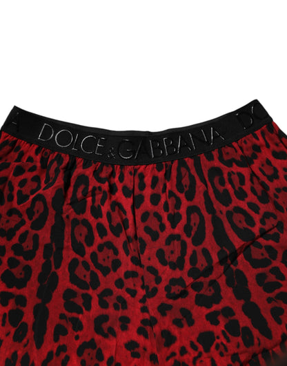 Dolce &amp; Gabbana – Bermudashorts aus Viskose mit rotem Leopardenmuster