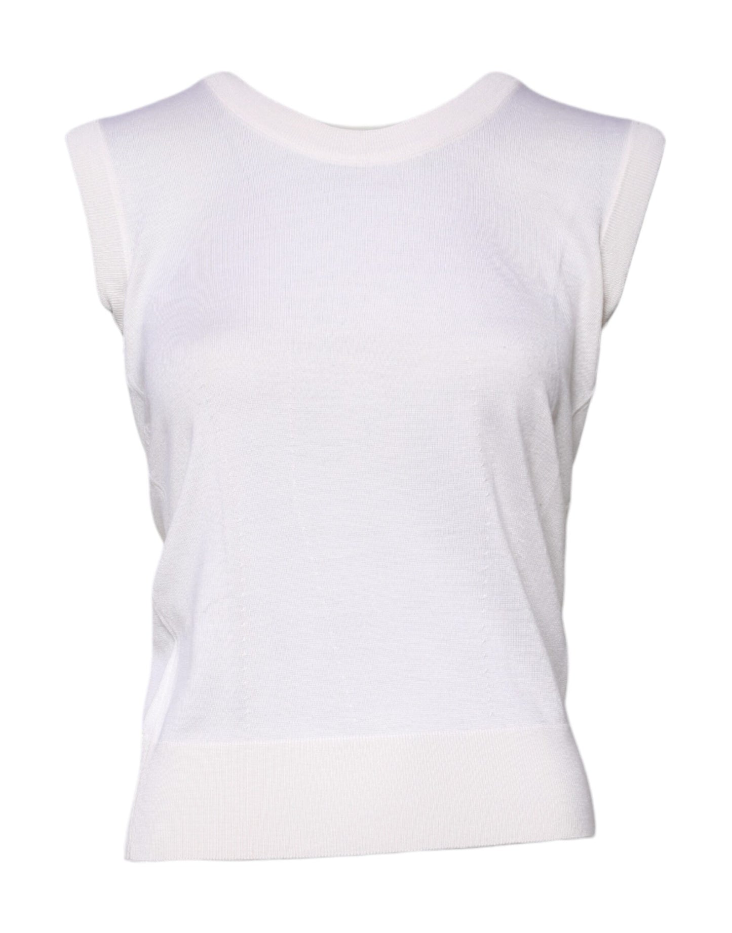 Dolce & Gabbana White Sleeveless Cashmere Round Neck Tank Top