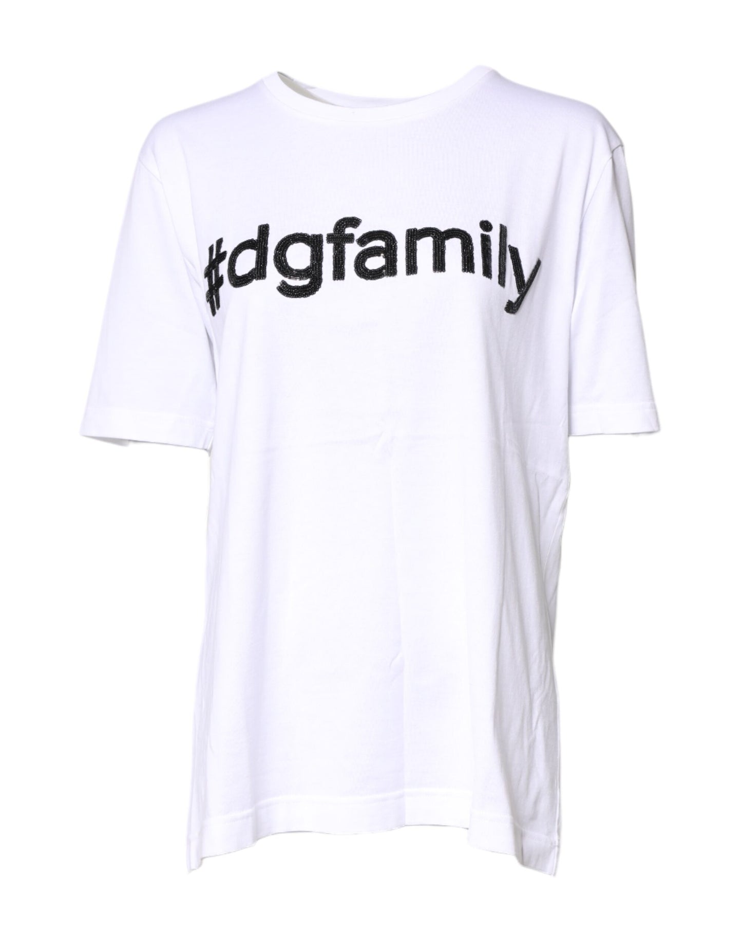 Dolce & Gabbana White #DGFamily Print Cotton Crew Neck T-shirt