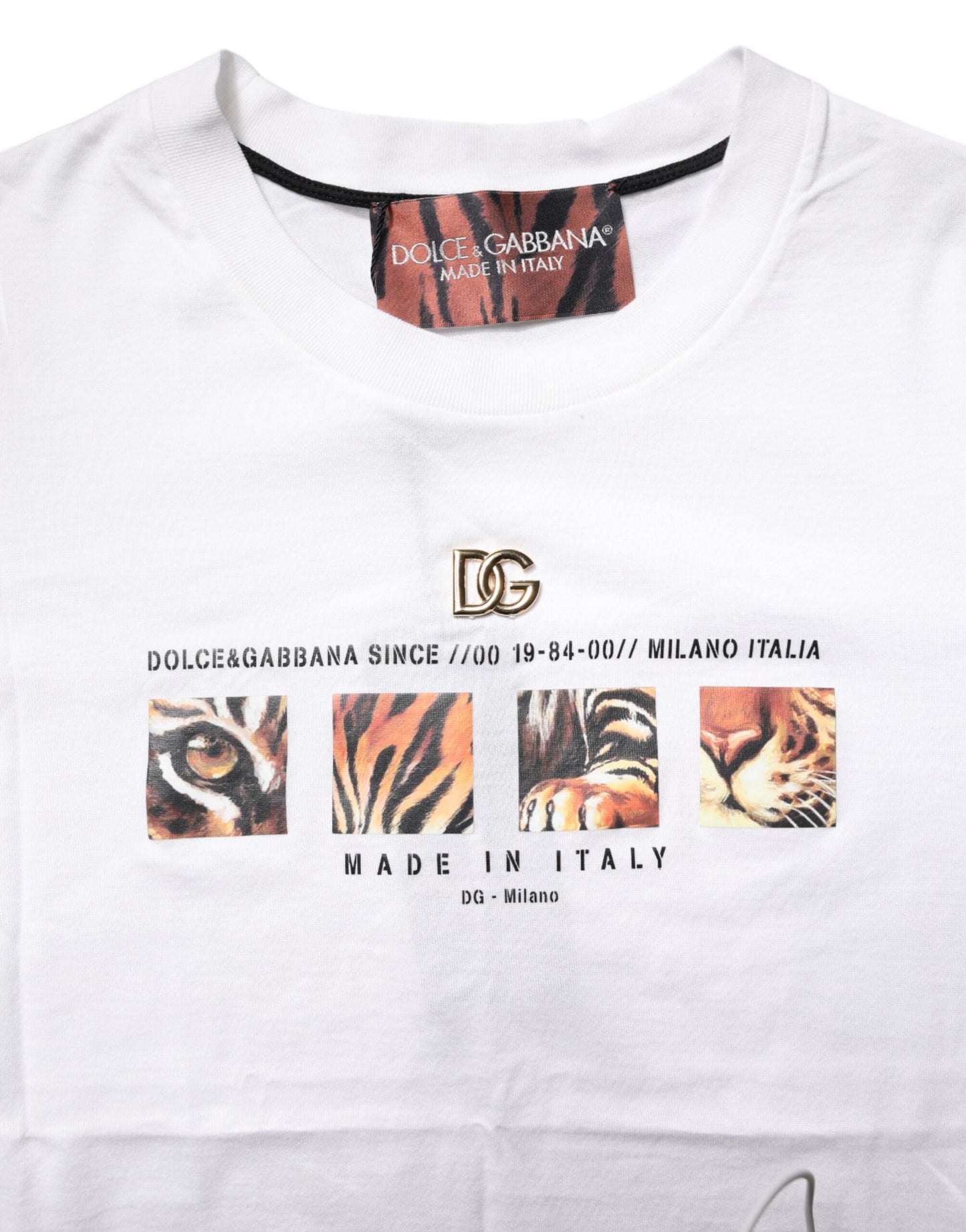 Dolce &amp; Gabbana – Weißes Baumwoll-T-Shirt mit Rundhalsausschnitt und grafischem Print