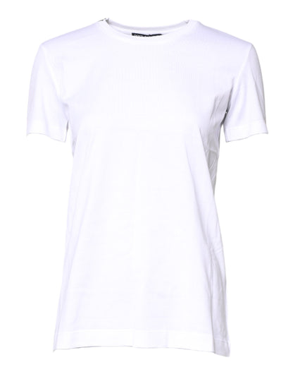 Dolce & Gabbana White Cotton Crew Neck Short Sleeves T-shirt