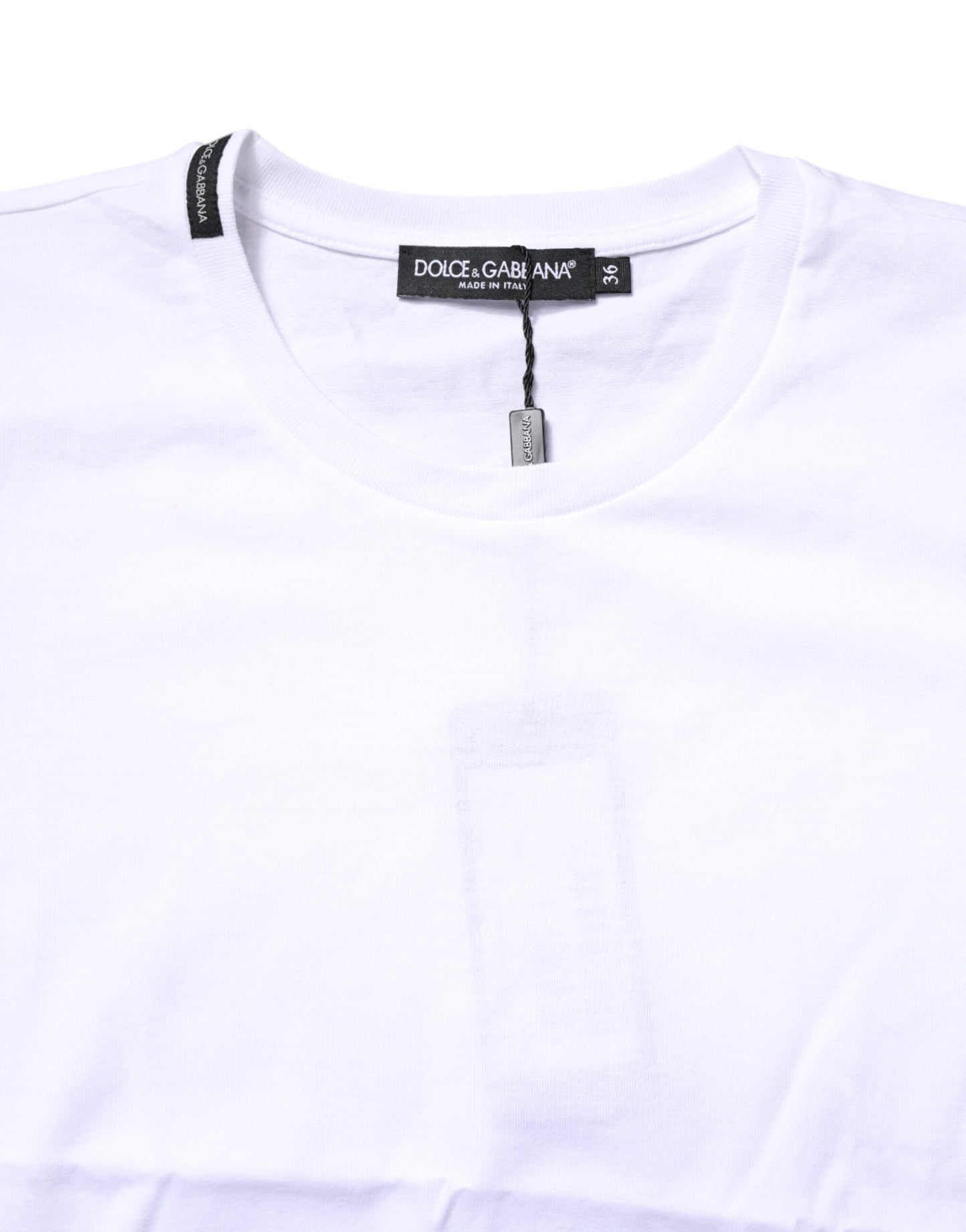 Dolce & Gabbana White Cotton Crew Neck Short Sleeves T-shirt