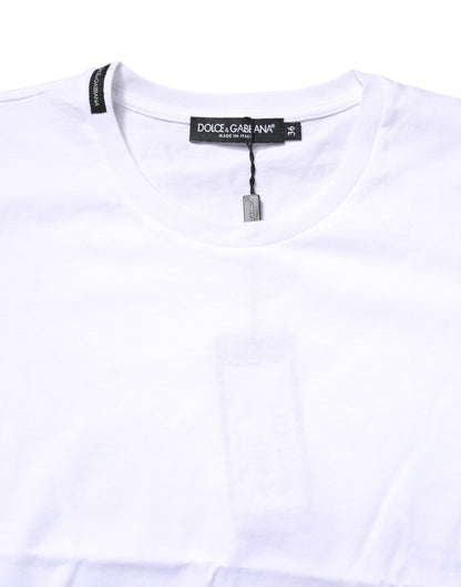 Dolce & Gabbana White Cotton Crew Neck Short Sleeves T-shirt