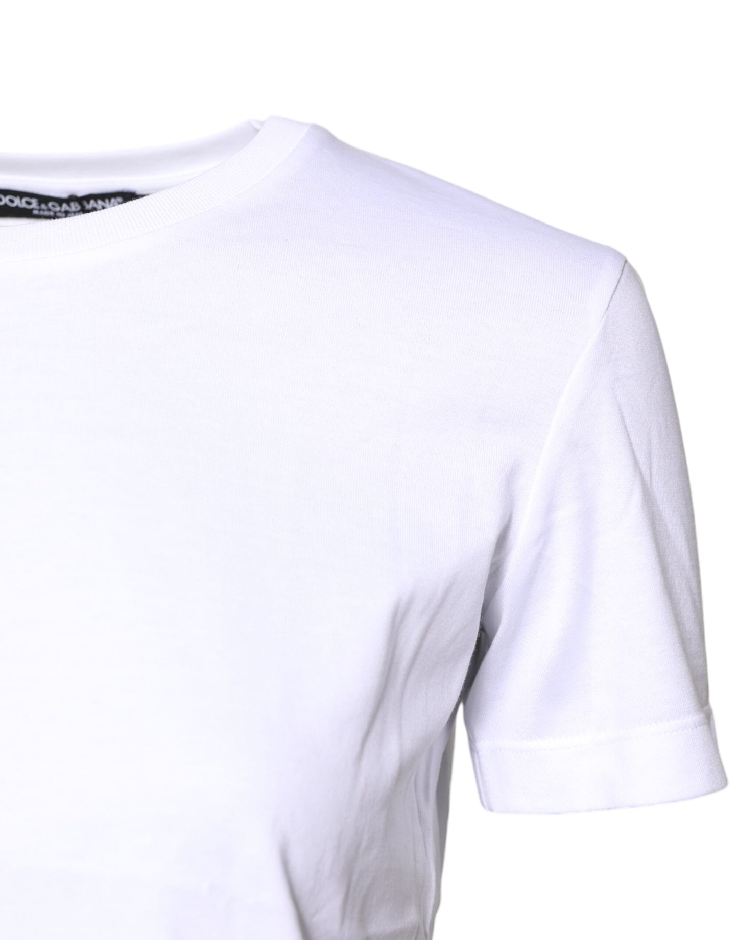 Dolce & Gabbana White Cotton Crew Neck Short Sleeves T-shirt