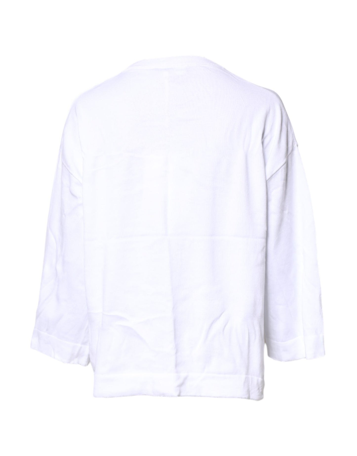 Love Moschino – Weißes, langärmliges Baumwoll-T-Shirt mit Grafikdruck