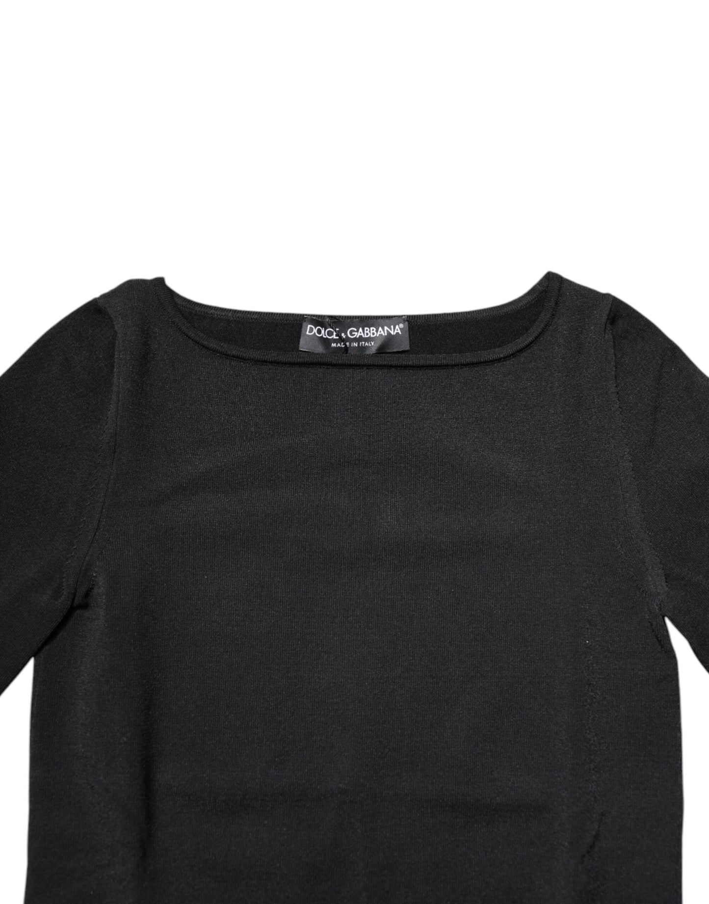 Dolce &amp; Gabbana – Schwarzes Viskose-Pullover-Oberteil mit langen Ärmeln