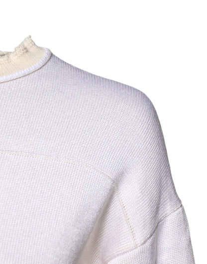 Jil Sander Weißer Pullover aus Viskose mit Rundhalsausschnitt und langen Ärmeln