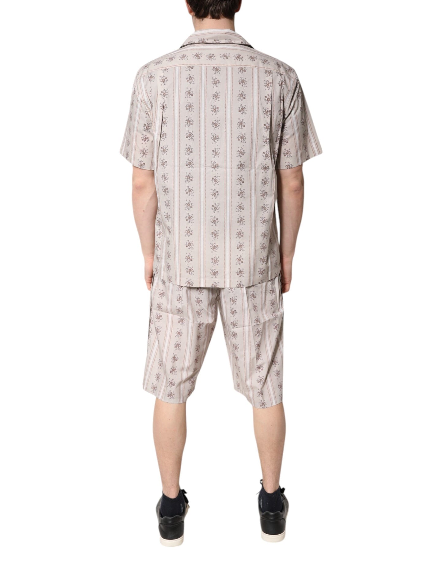 Dolce & Gabbana Beige Floral Print Cotton Men Pajama Set Sleepwear