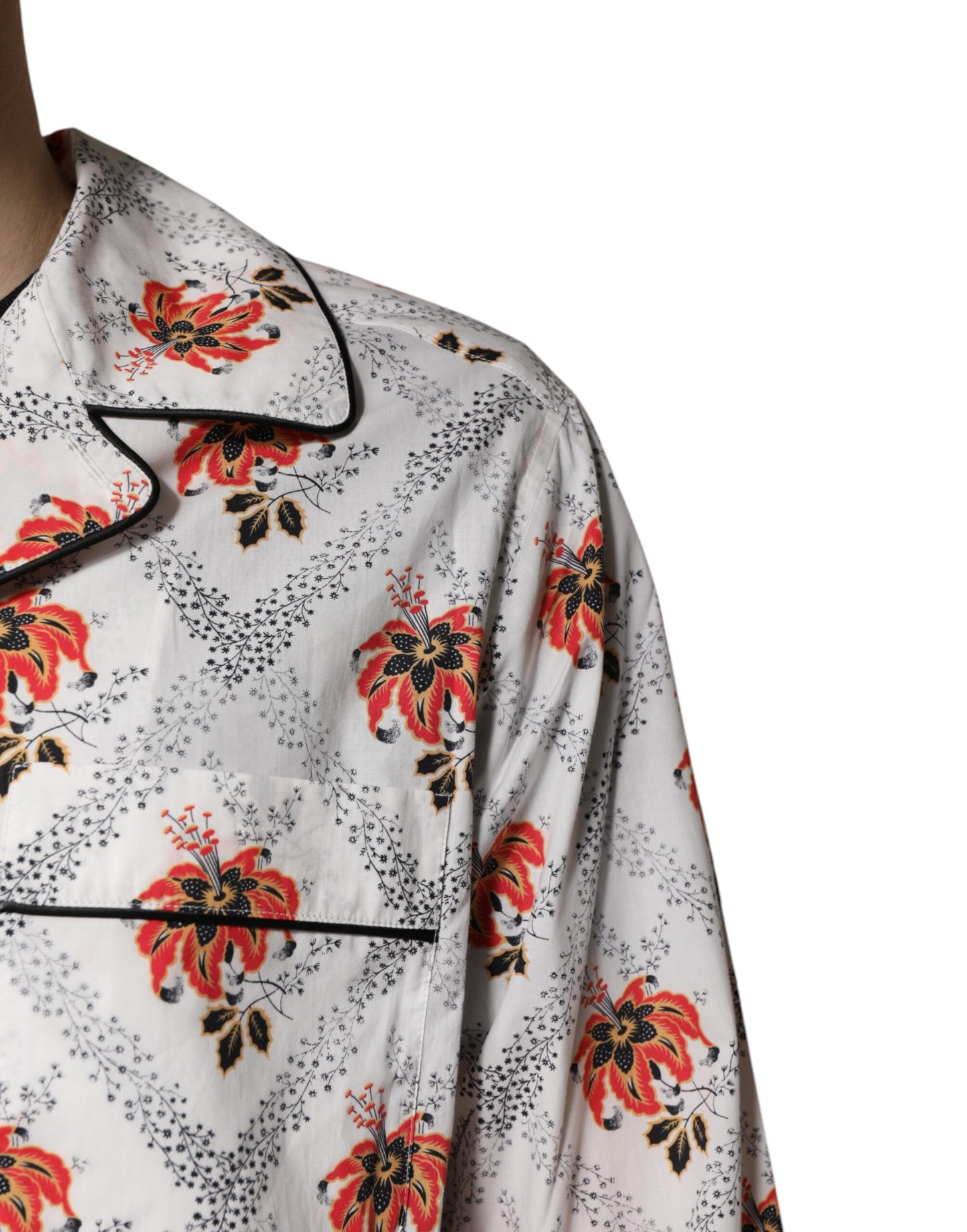 Dolce &amp; Gabbana Pyjama-Set aus Baumwolle mit mehrfarbigem Blumendruck, Nachtwäsche