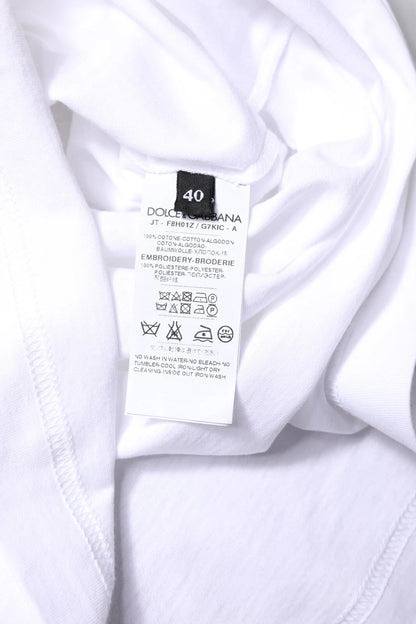 Dolce & Gabbana White #DGFamily Print Cotton Crew Neck T-shirt