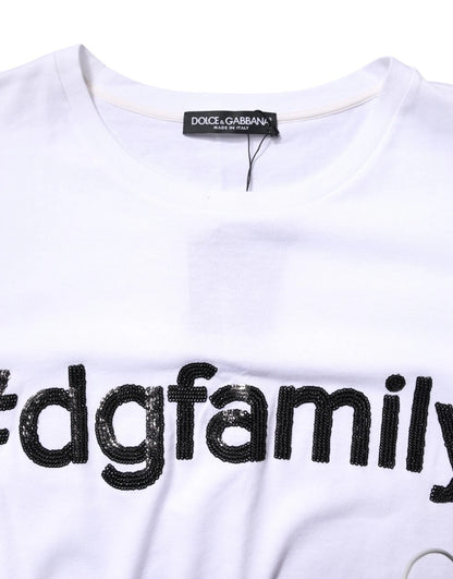 Dolce & Gabbana White #DGFamily Print Cotton Crew Neck T-shirt