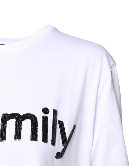 Dolce & Gabbana White #DGFamily Print Cotton Crew Neck T-shirt