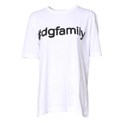 Dolce & Gabbana White #DGFamily Print Cotton Crew Neck T-shirt