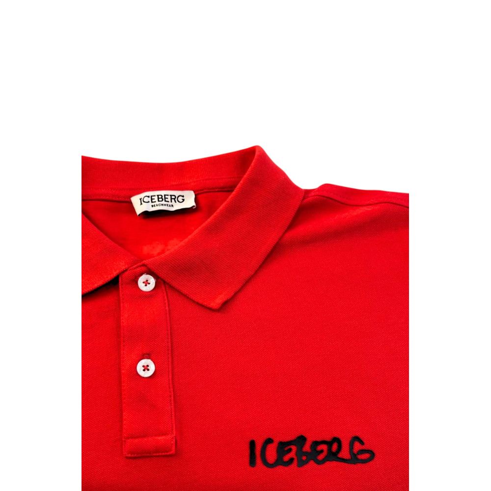 Iceberg Rotes Herren-Poloshirt aus Baumwolle
