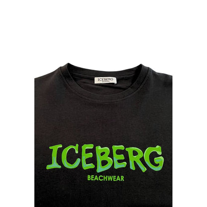 Iceberg Schwarzes Herren-T-Shirt aus Baumwolle