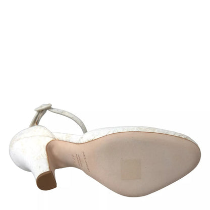 Dolce &amp; Gabbana Weiße Mary Janes mit Blumenmuster und Jacquard-Absatz