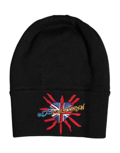 Dolce & Gabbana Black #DGLOVESLONDON Knitted Beanie Hat