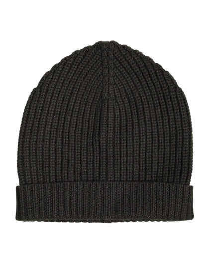 Dolce & Gabbana Dark Gray Cashmere Knit Winter Beanie Hat