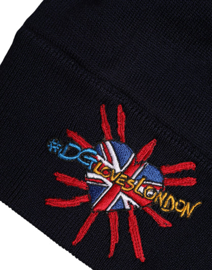 Dolce & Gabbana Black Wool #DGLovesLondon Winter Beanie Hat