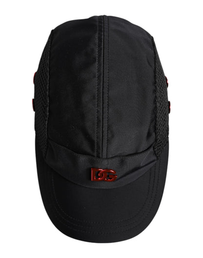 Dolce &amp; Gabbana – Schwarze Baseballkappe aus Nylon mit 6 Paneelen und Logo