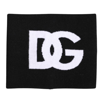 Dolce &amp; Gabbana – Gestrickter Halswärmer-Schal mit Logo-Print in Schwarz und Weiß