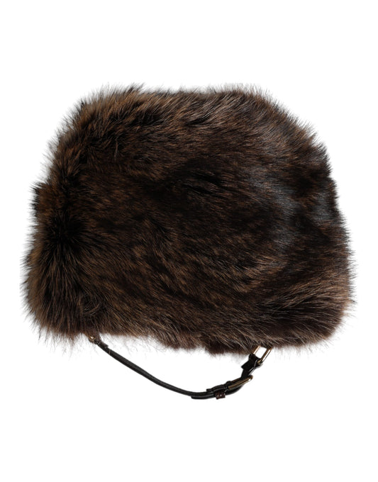 Dolce &amp; Gabbana Brauner Pelz-Bucket-Hut für Damen