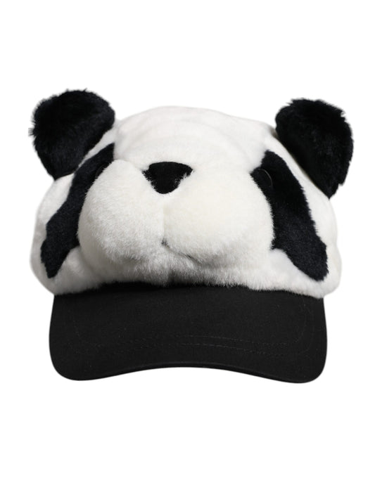 Dolce &amp; Gabbana Schwarz-Weiß-Panda-Fell-Frauen-Baseballkappe