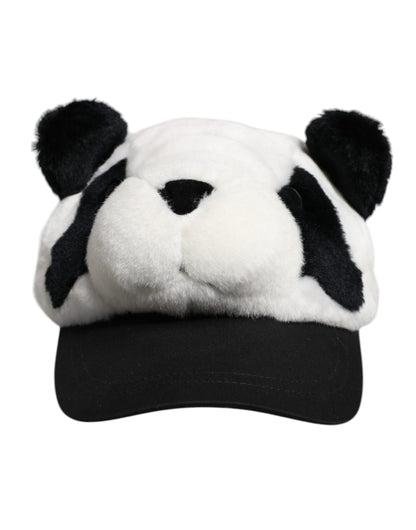 Dolce &amp; Gabbana Schwarz-Weiß-Panda-Fell-Frauen-Baseballkappe