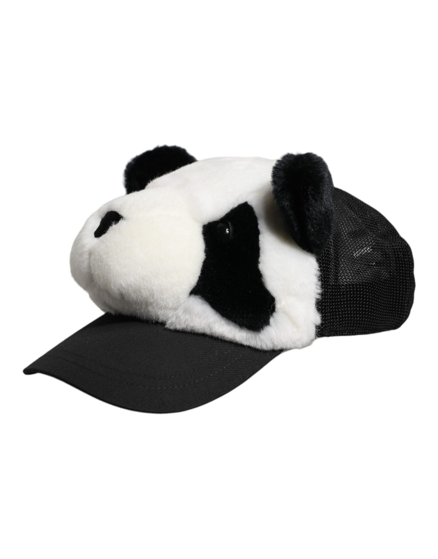 Dolce &amp; Gabbana Schwarz-Weiß-Panda-Fell-Frauen-Baseballkappe