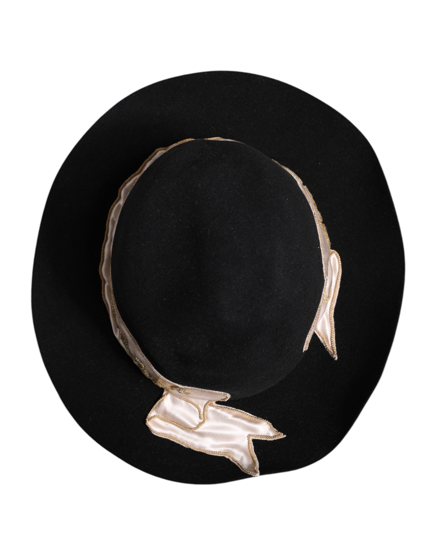 Dolce &amp; Gabbana – Schwarzer Hut mit Logo und Paillettenstickerei und breiter Krempe