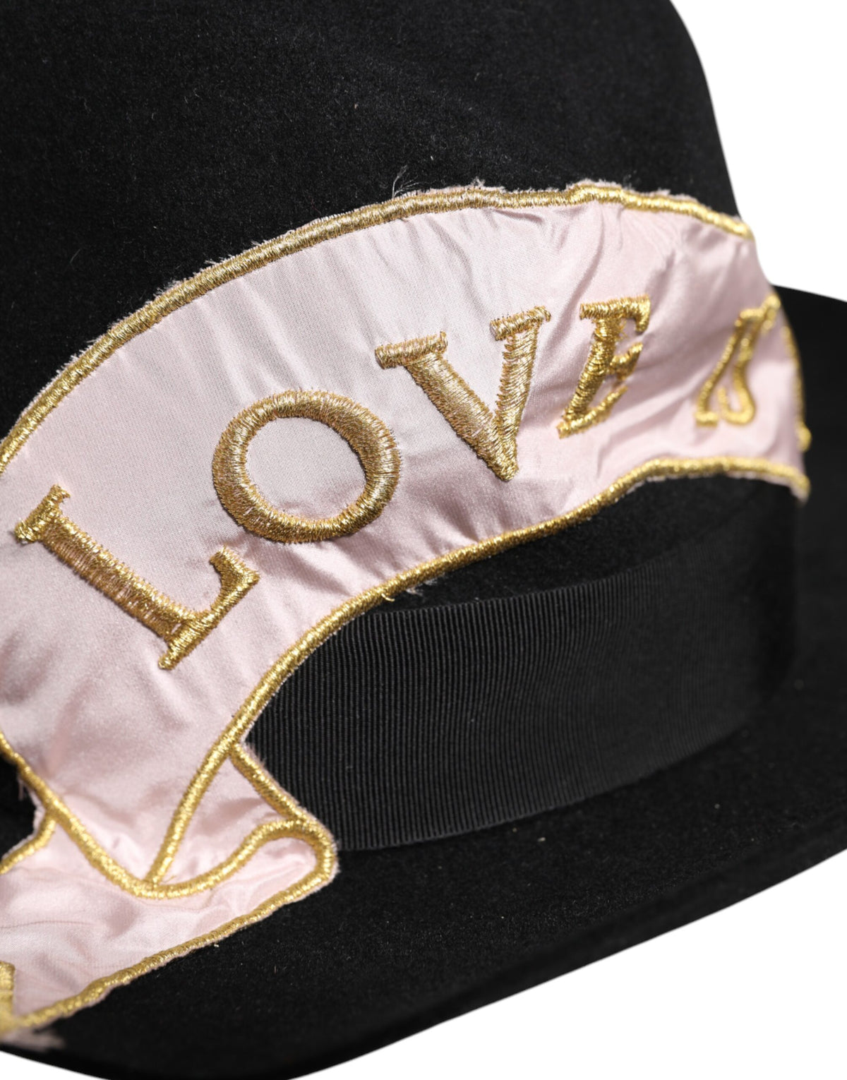 Dolce &amp; Gabbana – Schwarzer Damenhut mit Logo-Stickerei und breiter Krempe