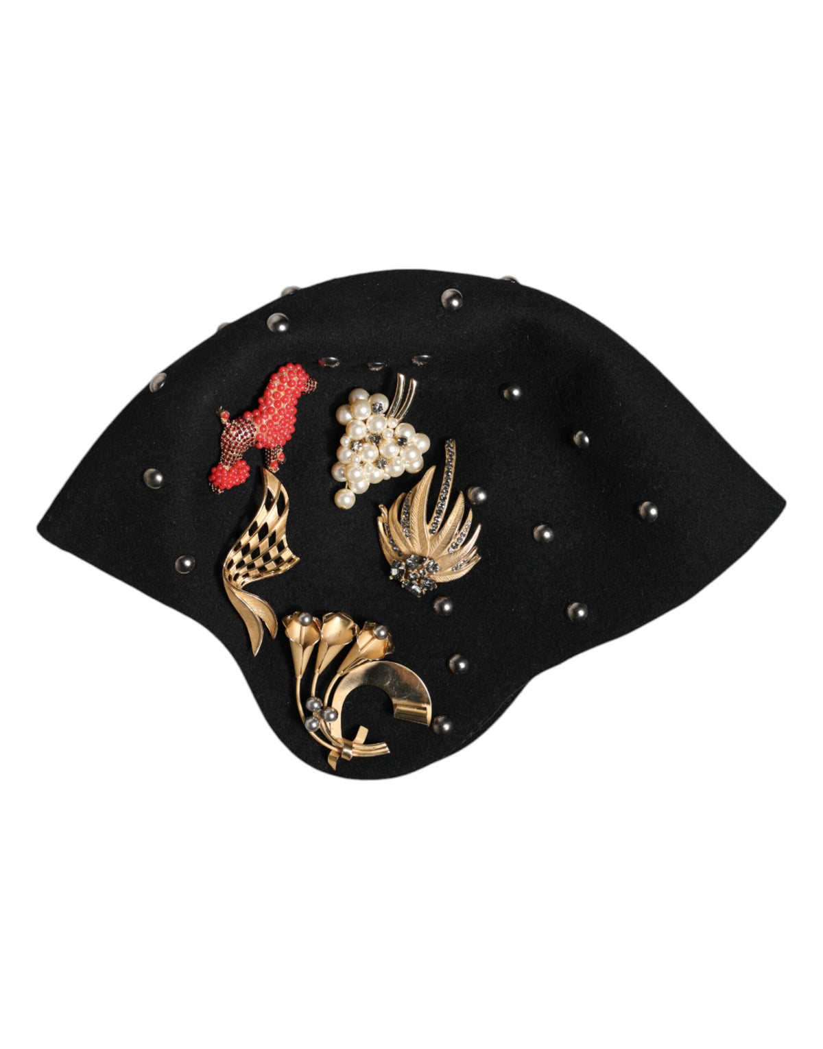 Dolce &amp; Gabbana – Glockenhut aus schwarzer Wolle mit mehrfarbigen Verzierungen