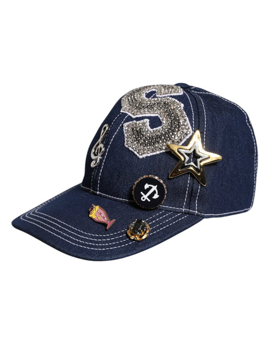 Dolce &amp; Gabbana – Baseballkappe mit blauer Kristallverzierung