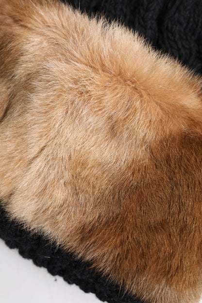 Dolce &amp; Gabbana Wintermütze aus schwarzbraun gefärbtem Kaninchenfell