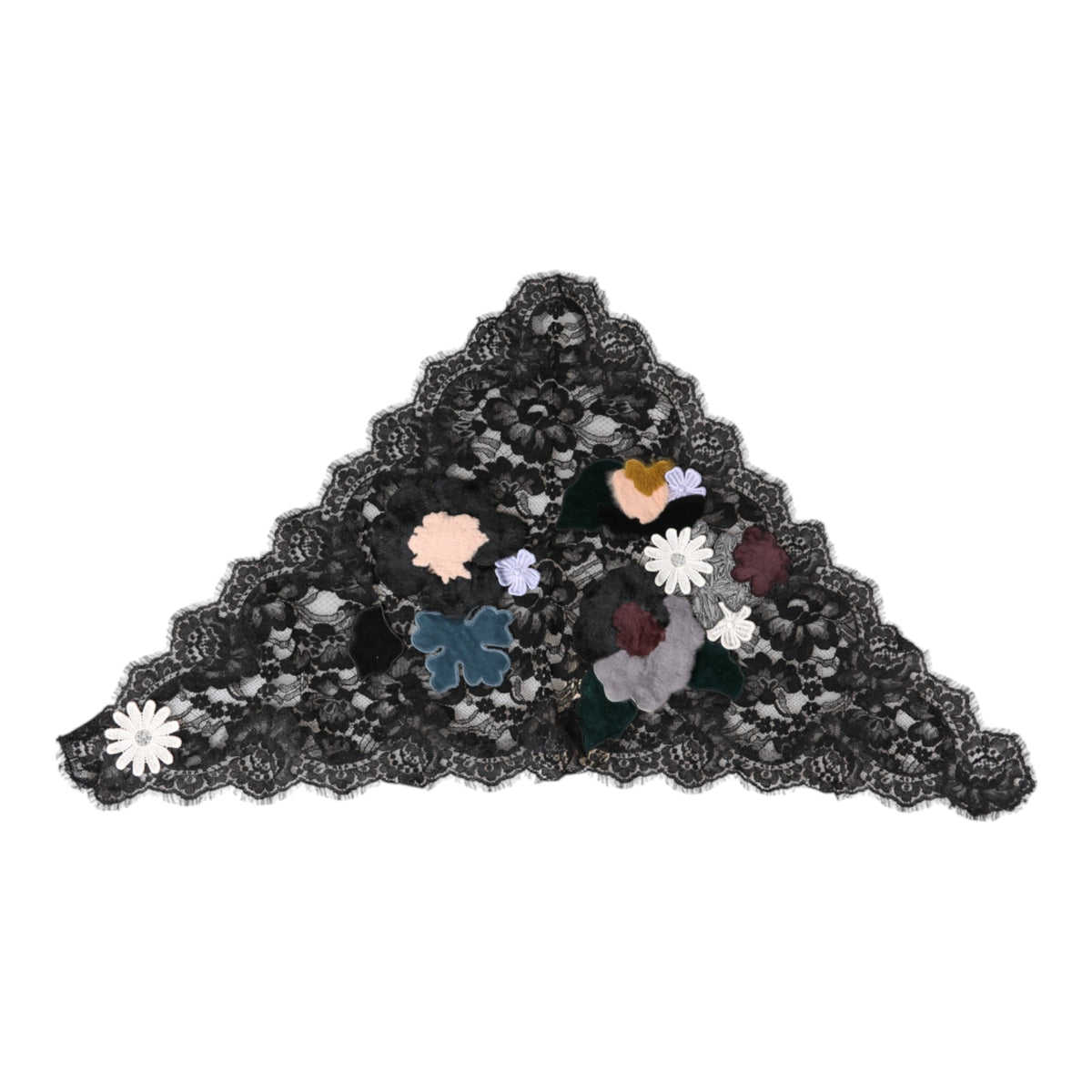 Dolce &amp; Gabbana – Schwarzer Baumwoll-Schleierhut mit Blumenapplikation und Spitze