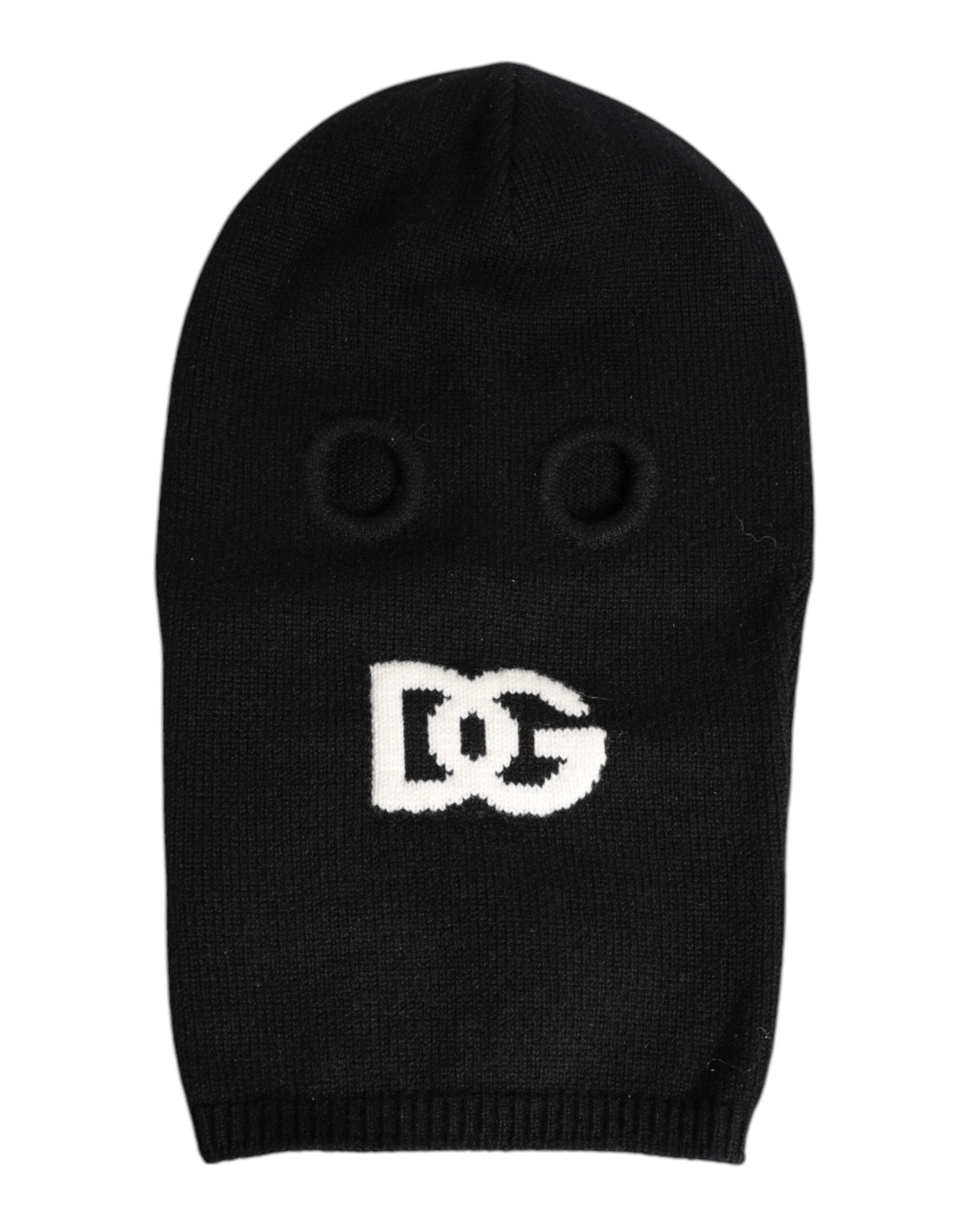 Dolce &amp; Gabbana – Schwarze, gestrickte Skimaske aus Kaschmir – Balaclava-Mütze
