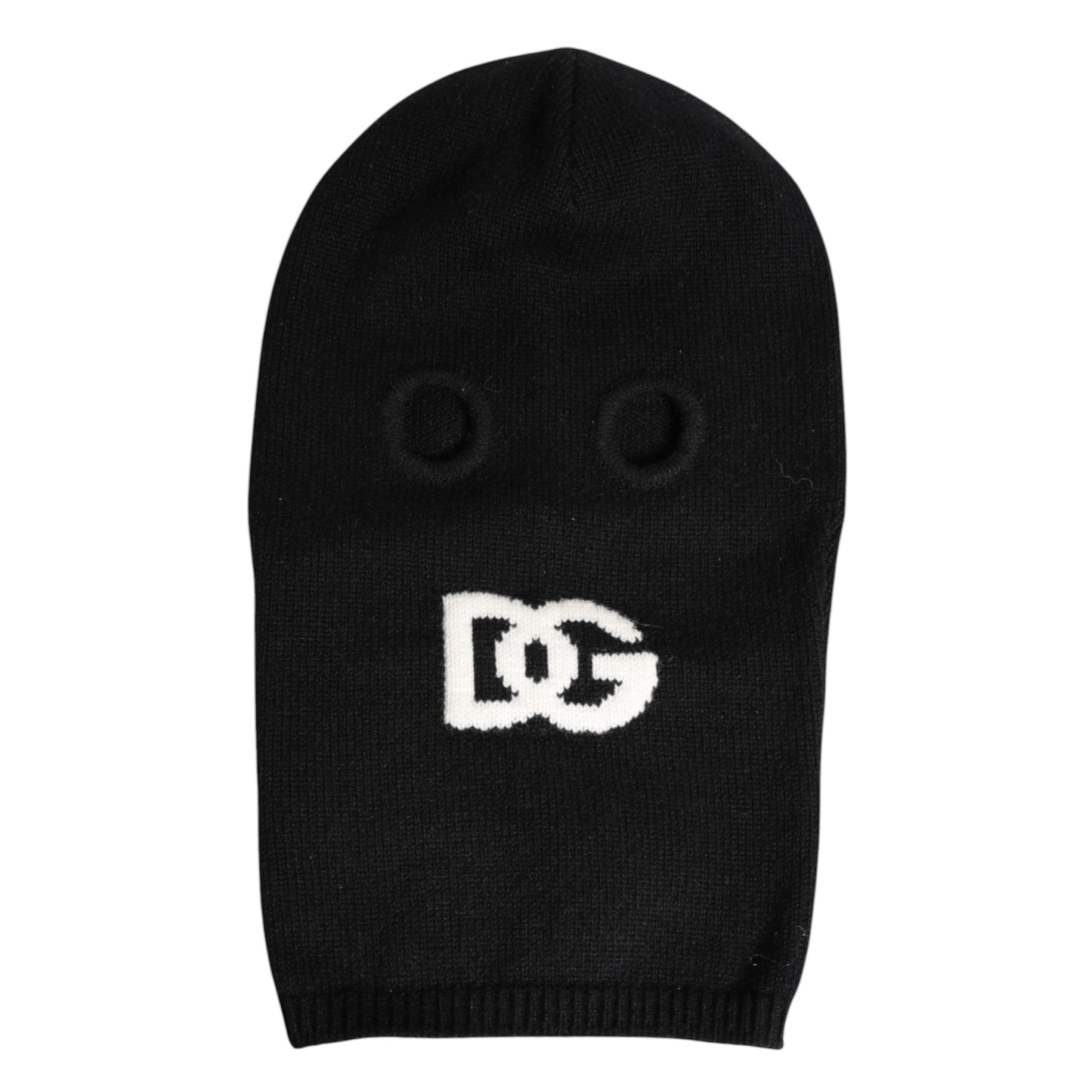 Dolce &amp; Gabbana – Schwarze, gestrickte Skimaske aus Kaschmir – Balaclava-Mütze