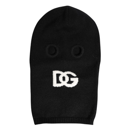 Dolce &amp; Gabbana – Schwarze, gestrickte Skimaske aus Kaschmir – Balaclava-Mütze