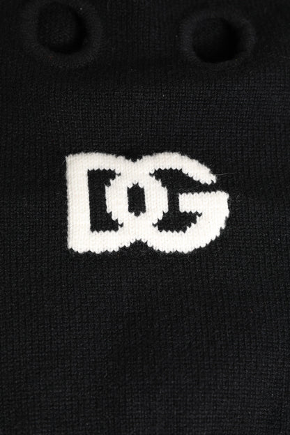 Dolce &amp; Gabbana – Schwarze, gestrickte Skimaske aus Kaschmir – Balaclava-Mütze