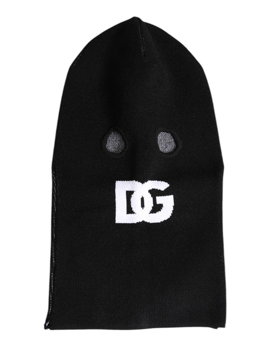Dolce &amp; Gabbana – Schwarze, gestrickte Skimaske aus Kaschmir – Balaclava-Mütze
