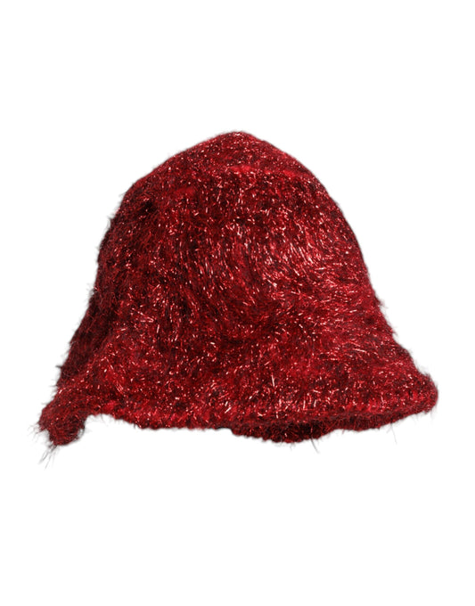 Dolce &amp; Gabbana – Fischerhut aus roter Viskose mit Lametta und breiter Krempe