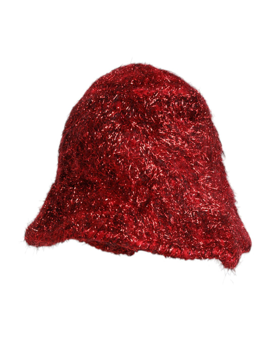 Dolce &amp; Gabbana – Fischerhut aus roter Viskose mit Lametta und breiter Krempe