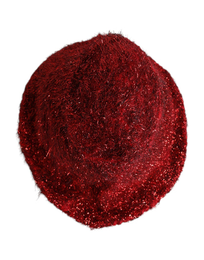 Dolce &amp; Gabbana – Fischerhut aus roter Viskose mit Lametta und breiter Krempe